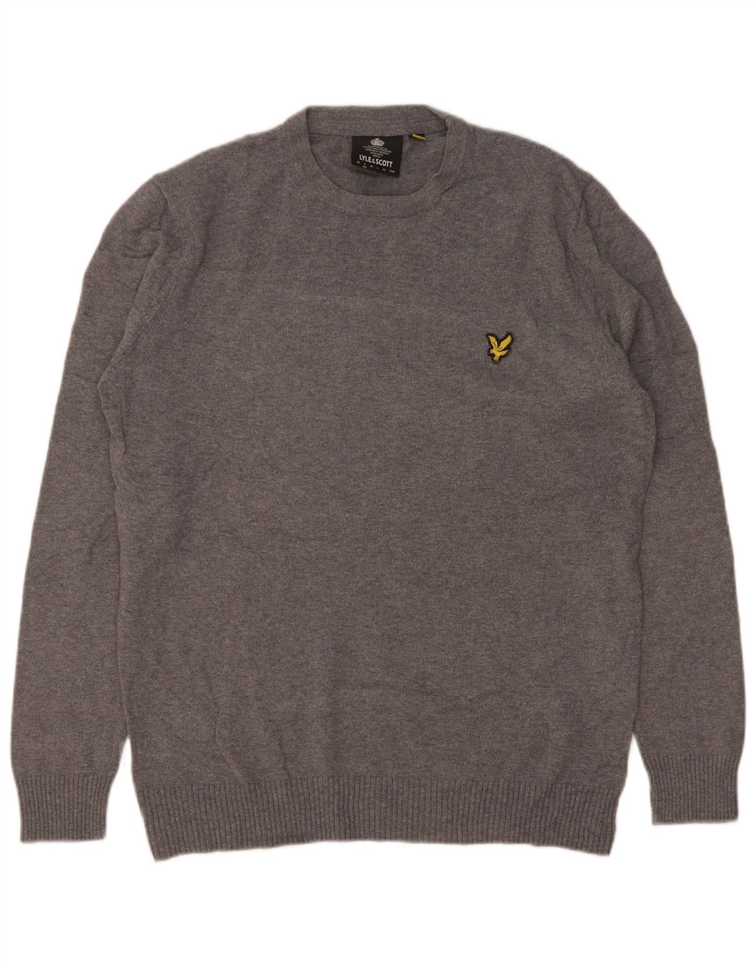 Lyle & Scott Jersey de cuello redondo para hombre de algodón moteado gris pequeño