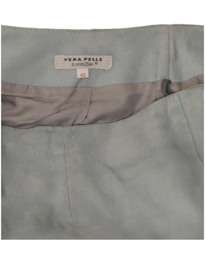 Falda de cuero vintage para mujer IT 42 Medio W27 Cuero azul