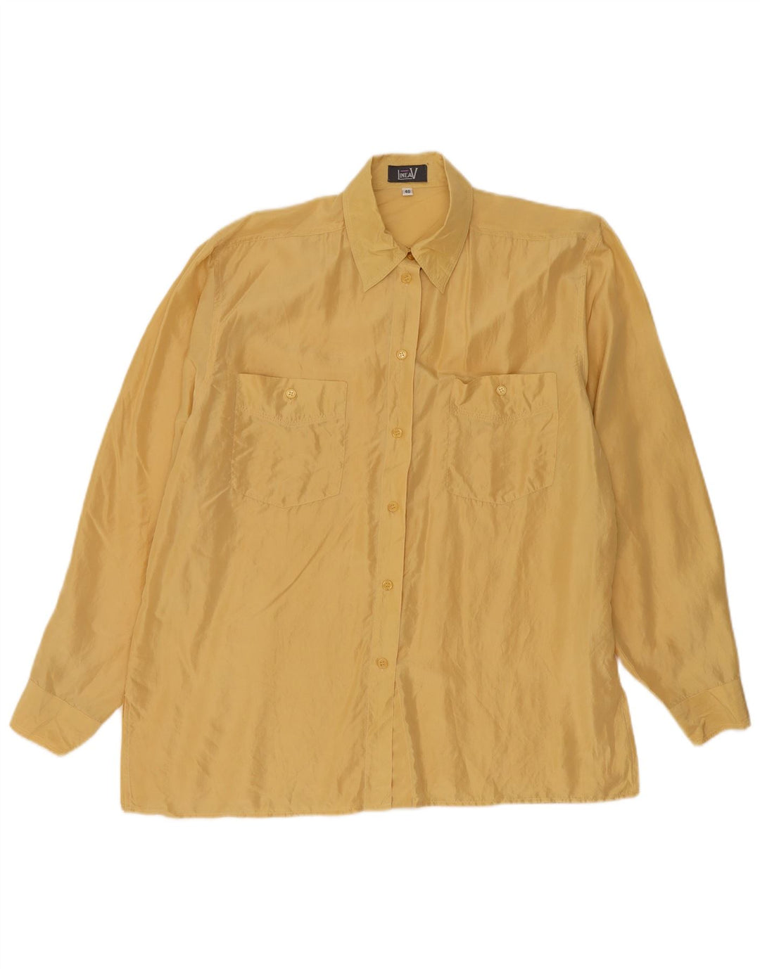LINEAV Blusa camisera extragrande para mujer EU 40 Seda amarilla mediana