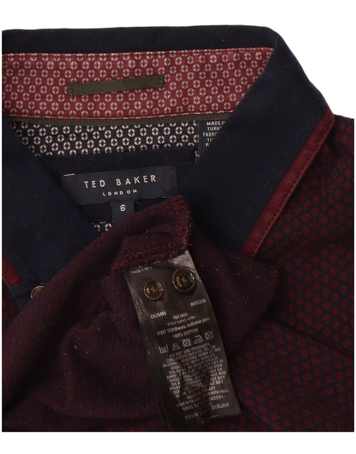 Ted Baker Polo para hombre talla 6 2XL algodón burdeos