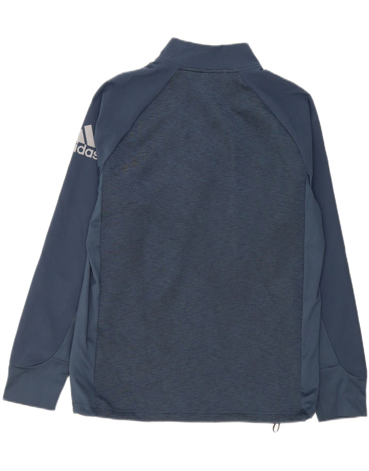 ADIDAS Hombre Zip Neck Jersey Chándal Top Medio Azul Marino Moteado