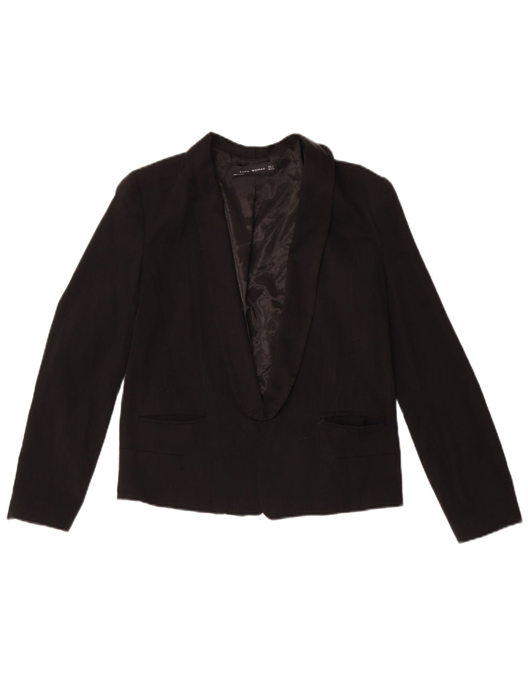 Zara Chaqueta Americana Abierta para Mujer UK 10 Small Black