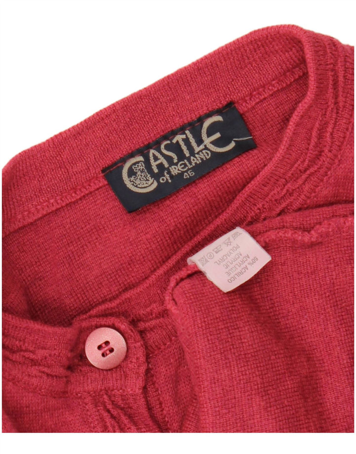 CASTILLO DE IRLANDA Suéter cárdigan para mujer Reino Unido 16 Lana rosa grande