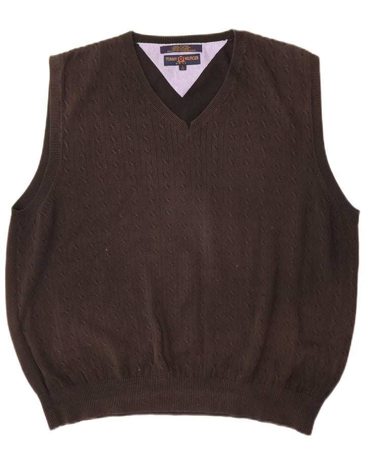 Tommy Hilfiger - Camiseta sin mangas para hombre, talla grande, algodón negro