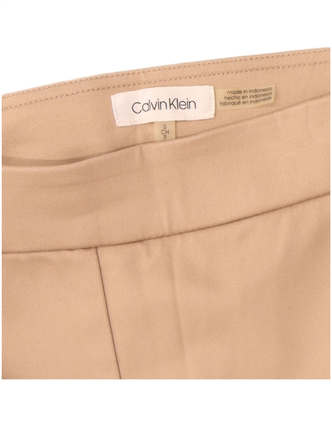 Calvin Klein Pantalones pitillo para mujer pequeños W27 L28 poliéster beige