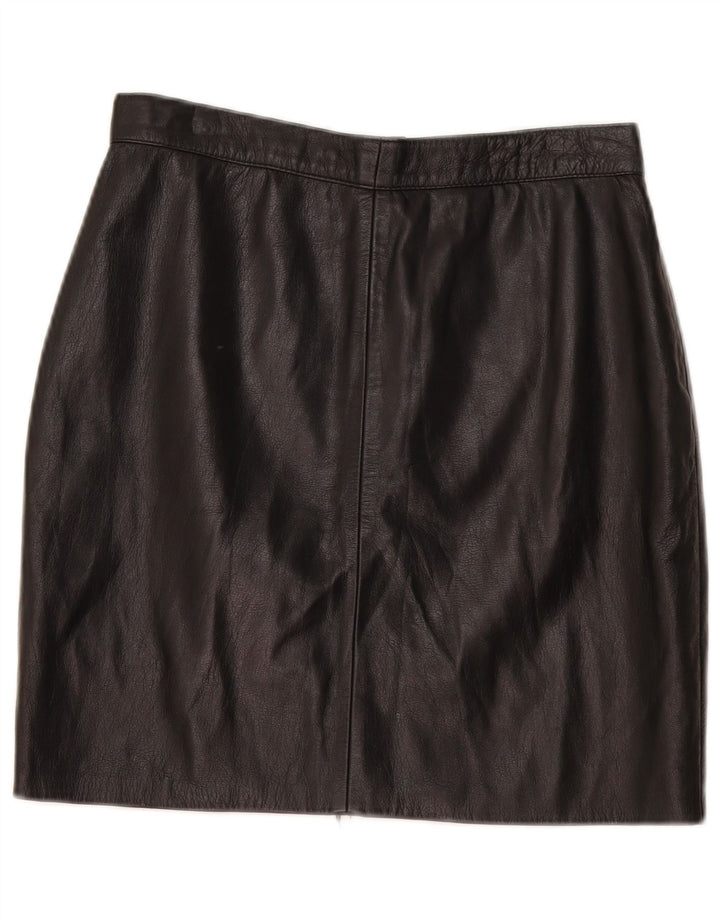 Vintage mujer mini falda de cuero W30 medio negro
