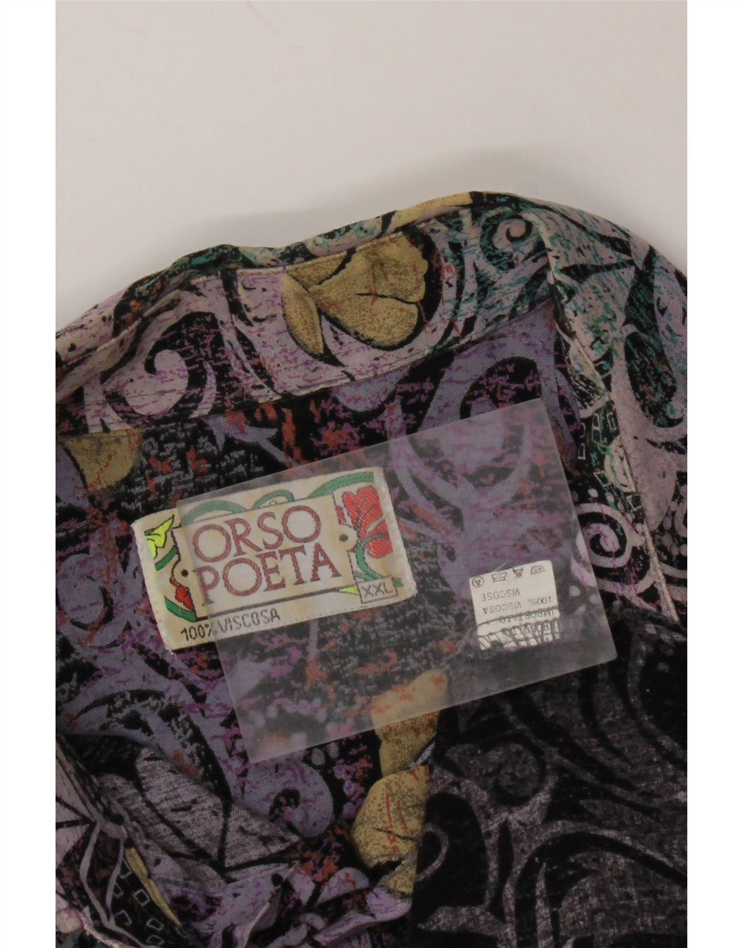 ORSO POETA Camisa Manga Corta Hombre 2XL Viscosa Paisley Multicolor