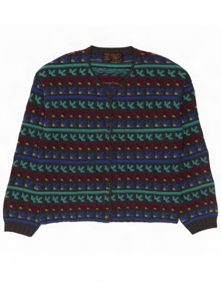 Stefanel Cárdigan para mujer UK 44 Mediano Lana geométrica multicolor