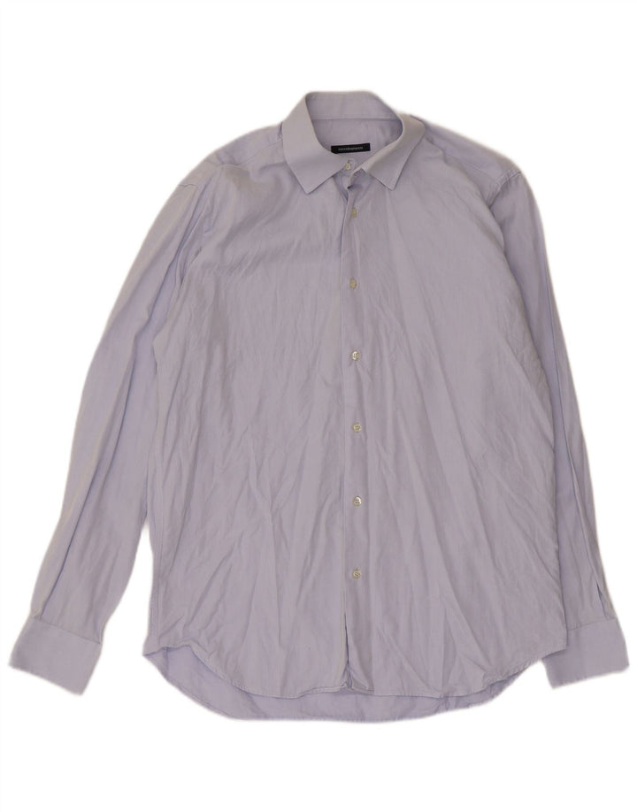 Roccobarocco Camisa para hombre Talla 40 15 3/4 Algodón azul medio