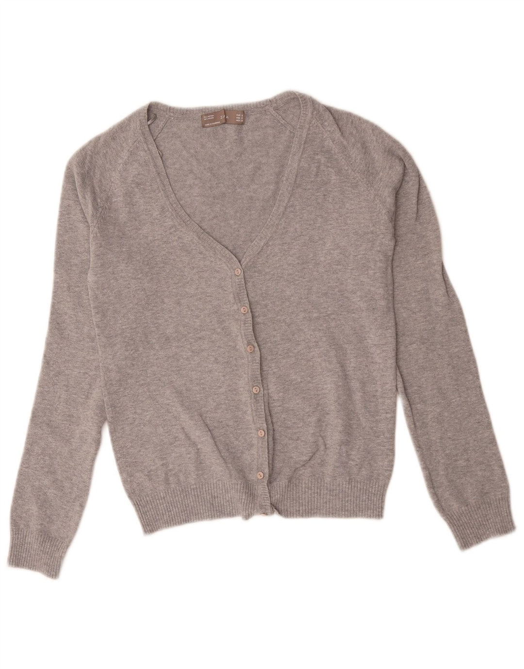 Zara Mujer Cárdigan Suéter UK 10 Small Gris Algodón