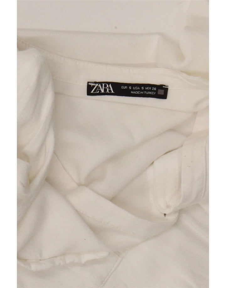 Zara Mujer Blusa Camisa UK 10 Small Blanco