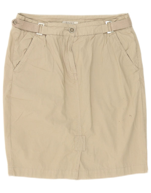 Falda Mini Recta Mujer Geox IT 42 Medium W30 Algodón Beige