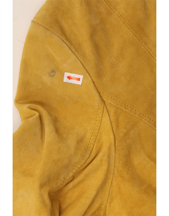 CHARLES VOGELE Womens Suede Jacket IT 44 Medium Yellow Leather Vintage Charles Vogele and Second-Hand Charles Vogele from Messina Hembry 