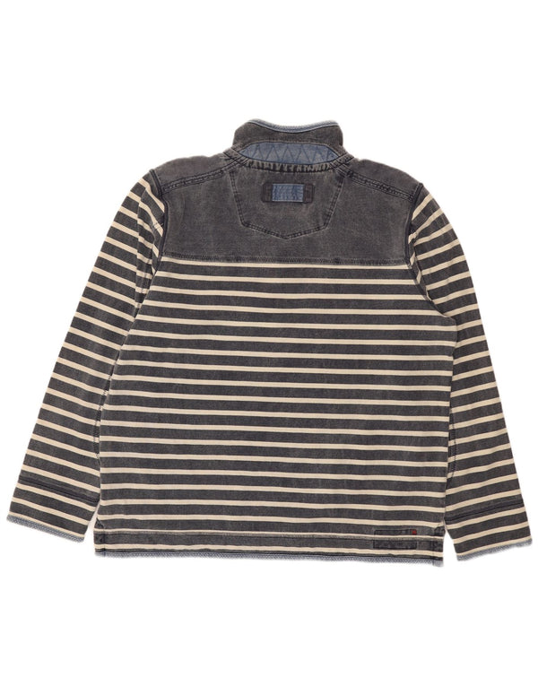 Sudadera con capucha y cuello con cremallera para hombre Fat Face Jersey XL Azul marino de algodón a rayas