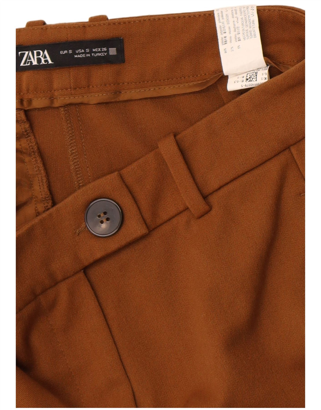 Zara Mujer Pantalón Chino Acampanado Pequeño W26 L32 Poliéster Marrón
