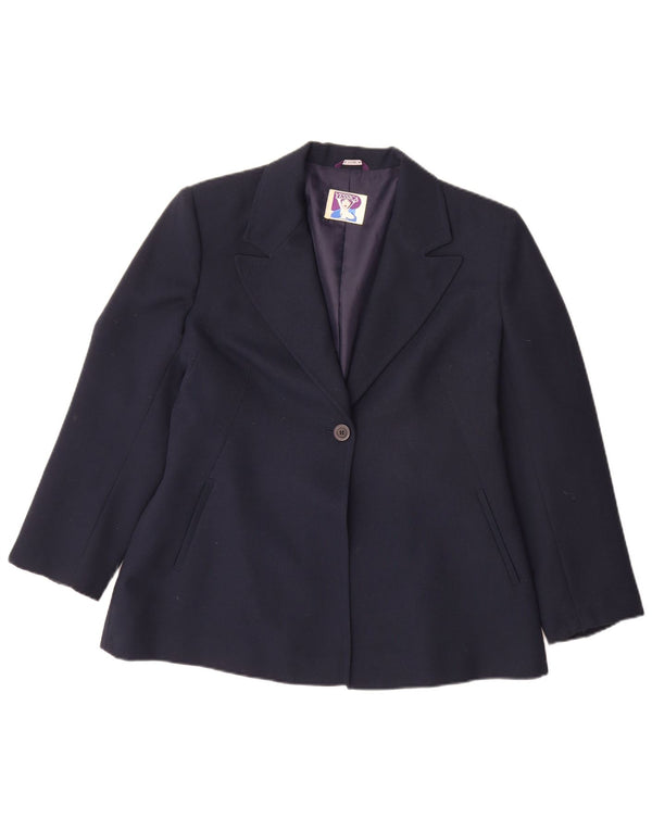 Yessica Chaqueta tipo blazer de 1 botón para mujer EU 42 Grande Poliéster azul marino