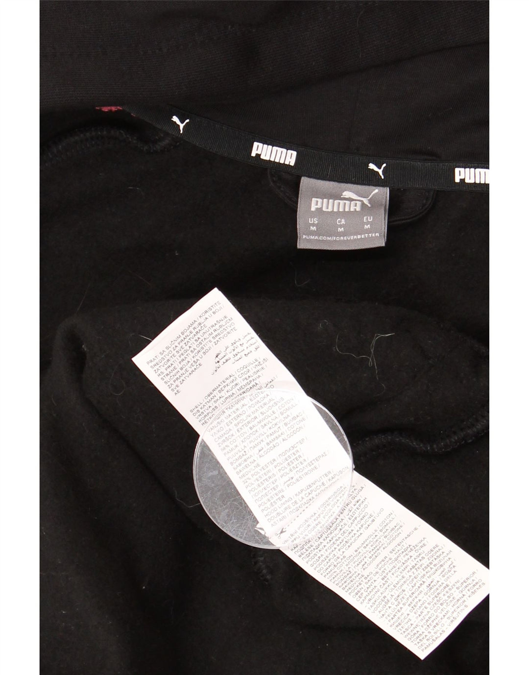 Puma Sudadera con capucha y cremallera para mujer UK 44 Mediana Negro Colorblock Algodón