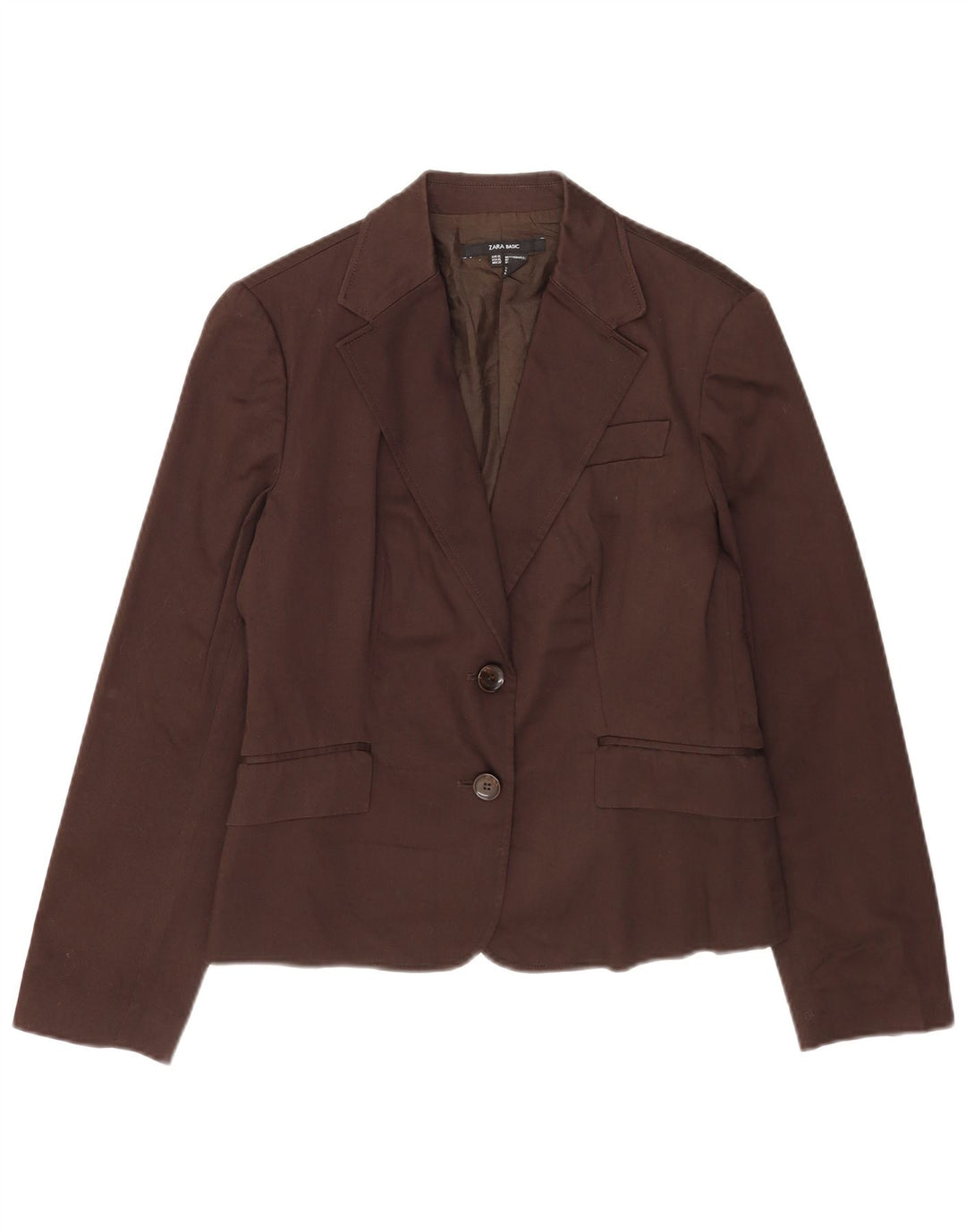 Zara Mujer Chaqueta Blazer De 2 Botones UK 40 XL Algodón Marrón