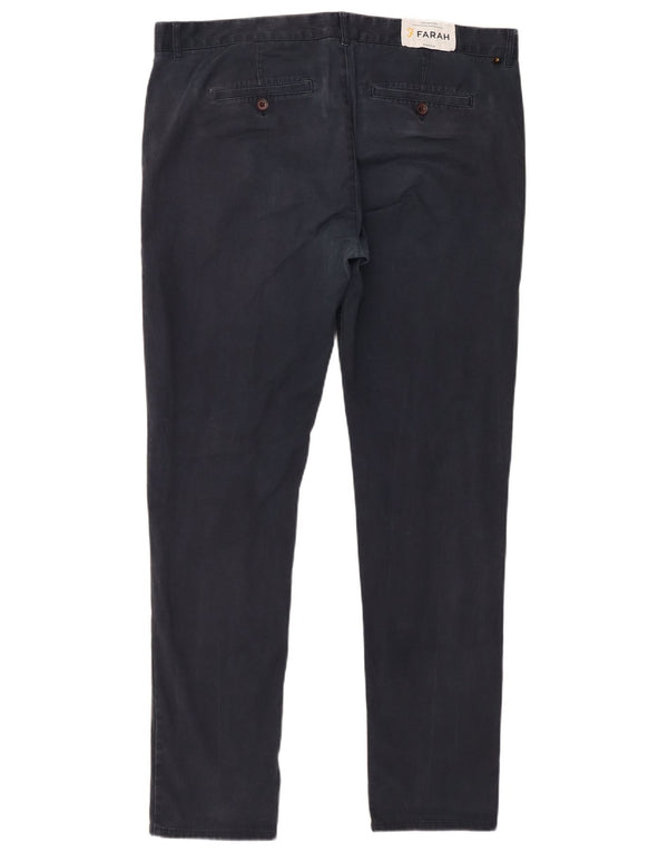 Farah Mens Slim Fit Chino Pantalones W38 L32 Algodón Azul Marino