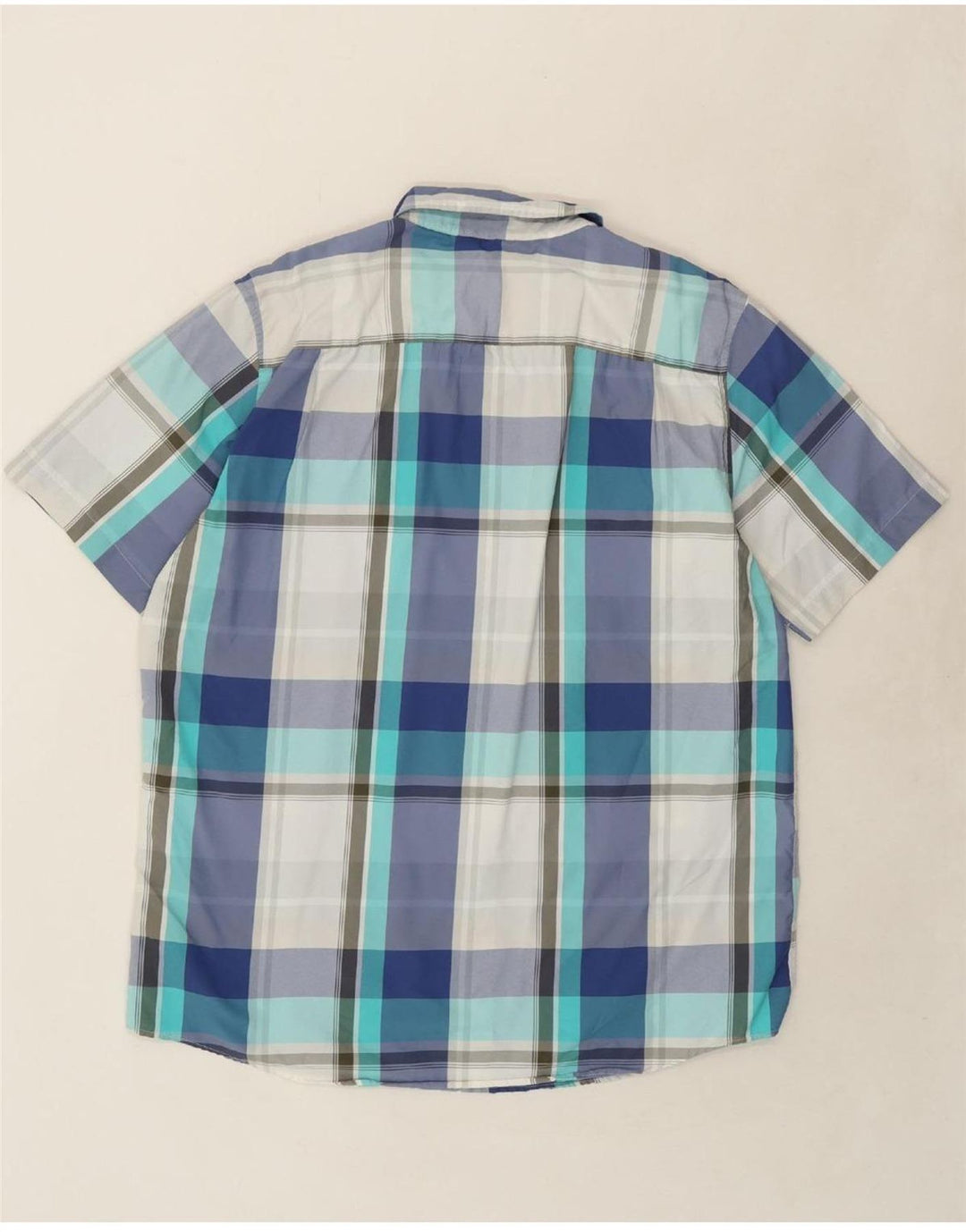 CHAPS Mens Short Sleeve Shirt XL Blue Check Polyester Vintage Chaps and Second-Hand Chaps from Messina Hembry 