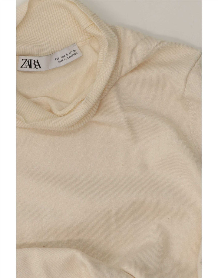 Zara Mujer Cuello Alto Jersey Jersey UK 10 Small Beige