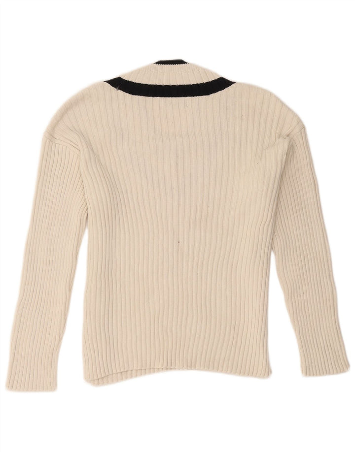 Marks & Spencer Jersey con cuello en V para mujer UK 44 Mediano Blanco Colorblock