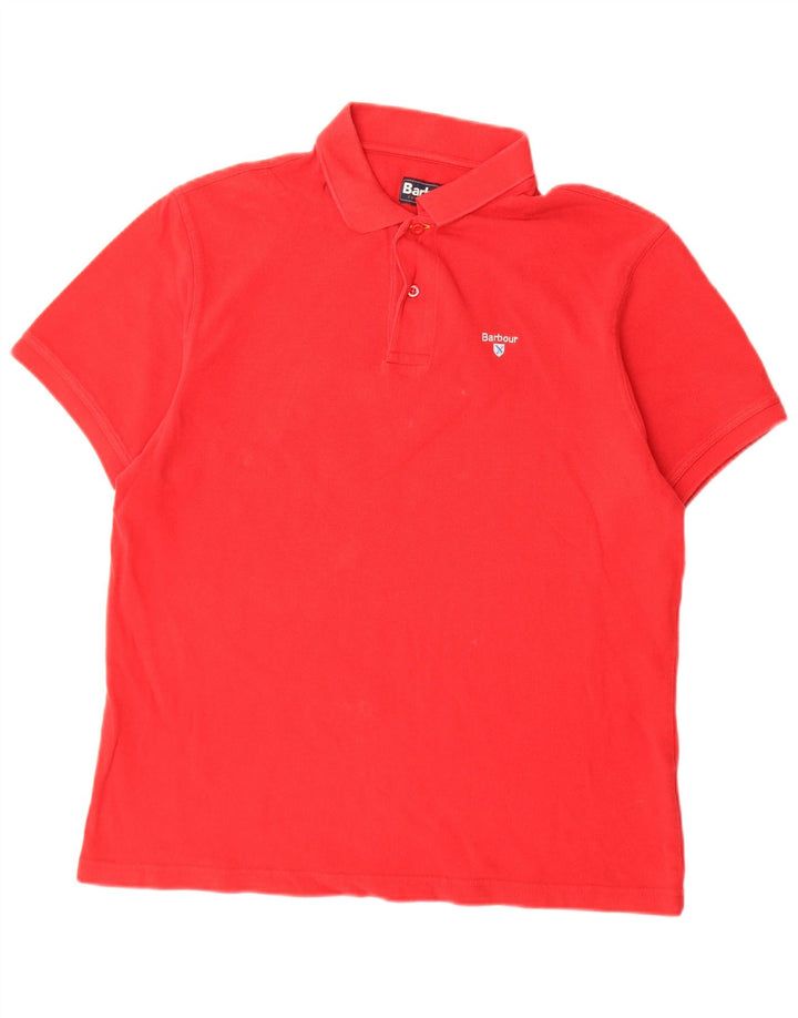 Barbour Polo Hombre Grande Algodón Rojo