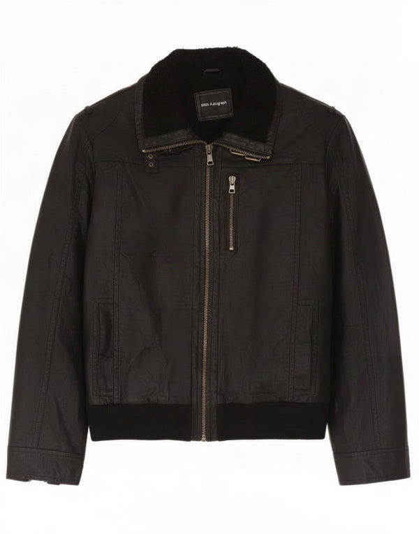 Marks & Spencer Chaqueta de cuero Sherpa Autograph para hombre UK 42 XL Negro