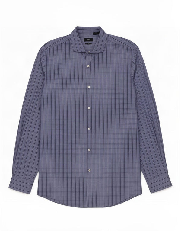 Camisa Hugo Boss Hombre Slim Fit Talla 43 17 XL Algodón A Cuadros Azul