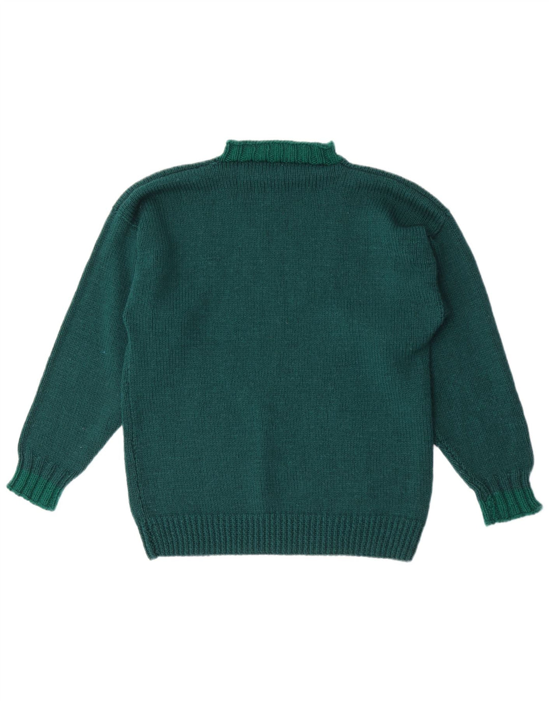 Vintage hombres tortuga cuello jumper suéter medio verde geométrico