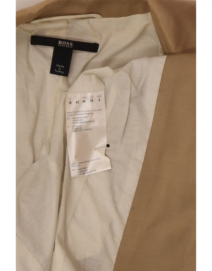Hugo Boss Chaqueta Blazer de 3 Botones para Mujer UK 10 Small Beige Cotton Classic
