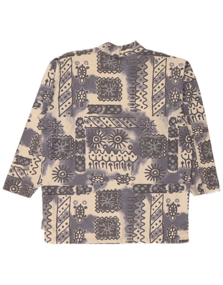 Vintage Hombres Sudadera Jumper XL Azul Geométrico Algodón