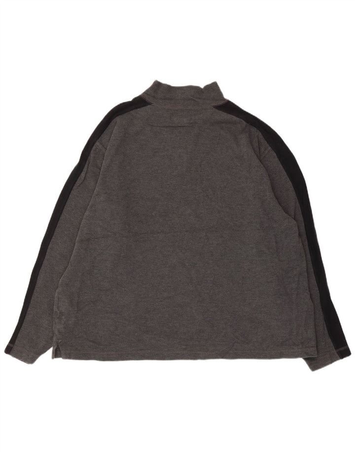 EDDIE BAUER Sudadera con cuello y cremallera para hombre, jersey grande de algodón gris con bloques de color