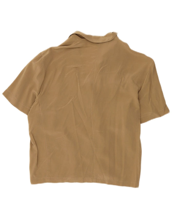 Genny Blusa de manga corta para mujer UK 46 Large Seda Beige
