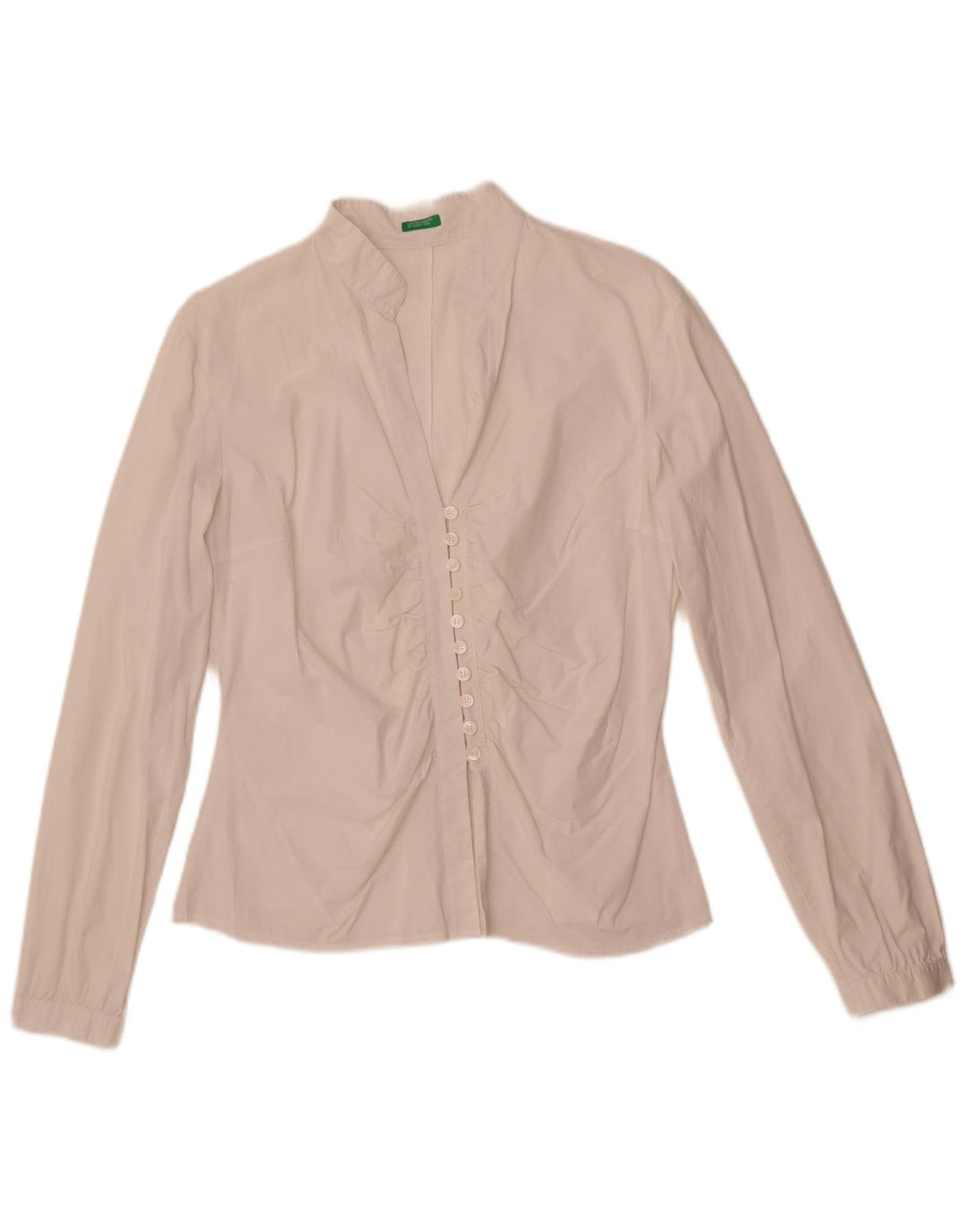 Benetton Blusa Camisera Mujer UK 46 Large Blanco