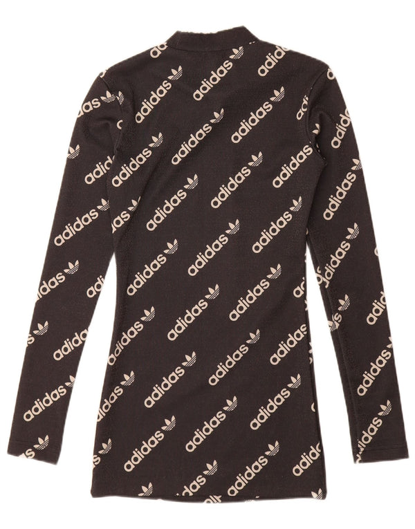 ADIDAS Vestido camiseta gráfico de manga larga para mujer UK 4 XS Negro