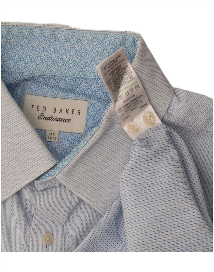 Camisa para hombre Ted Baker Talla 17 1/2 XL Algodón con manchas azules
