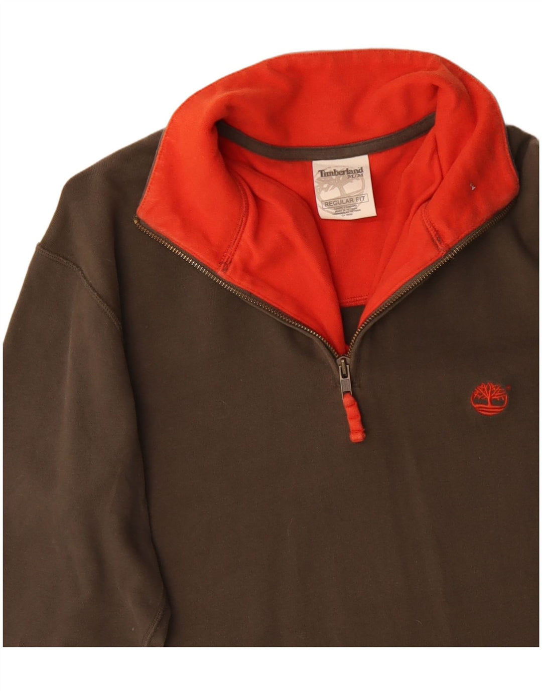 TIMBERLAND Hombre Regular Fit Zip Neck Jersey Chándal Top Medium Khaki