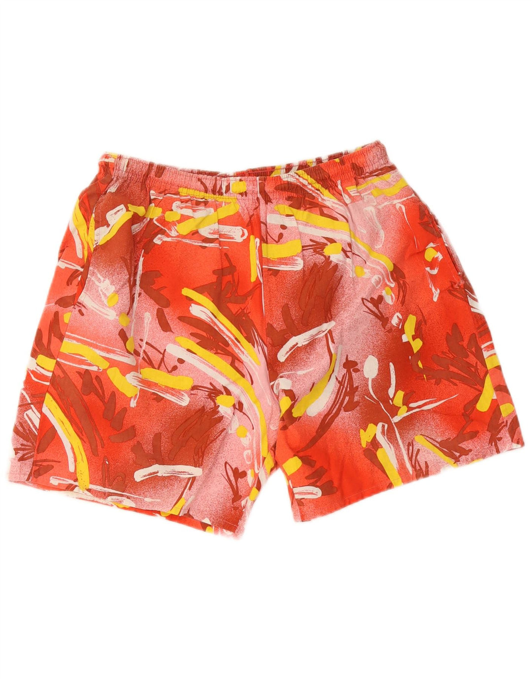 Vintage hombres patrón abstracto pantalones cortos de natación IT 52 XL algodón rojo