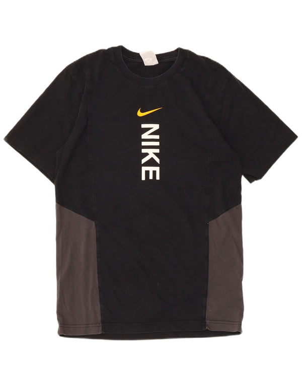 NIKE Camiseta gráfica para hombre Top pequeño de algodón con bloques de color negro