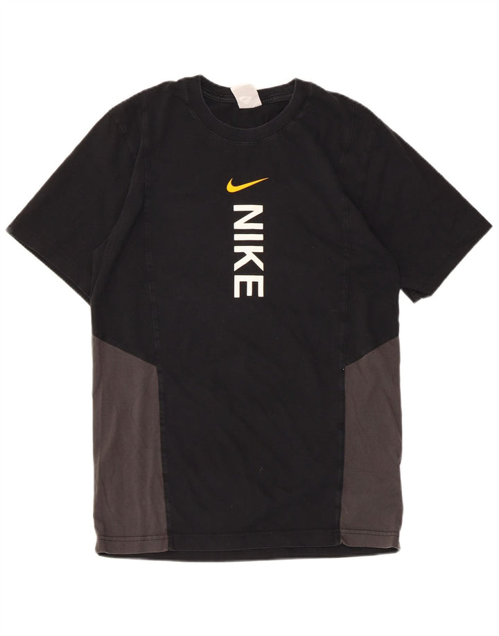 NIKE Camiseta gráfica para hombre Top pequeño de algodón con bloques de color negro