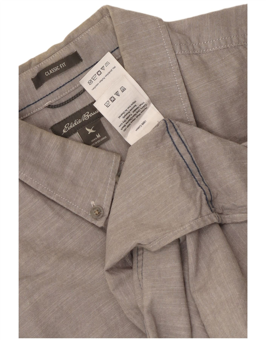 Eddie Bauer Camisa de corte clásico para hombre de algodón gris medio