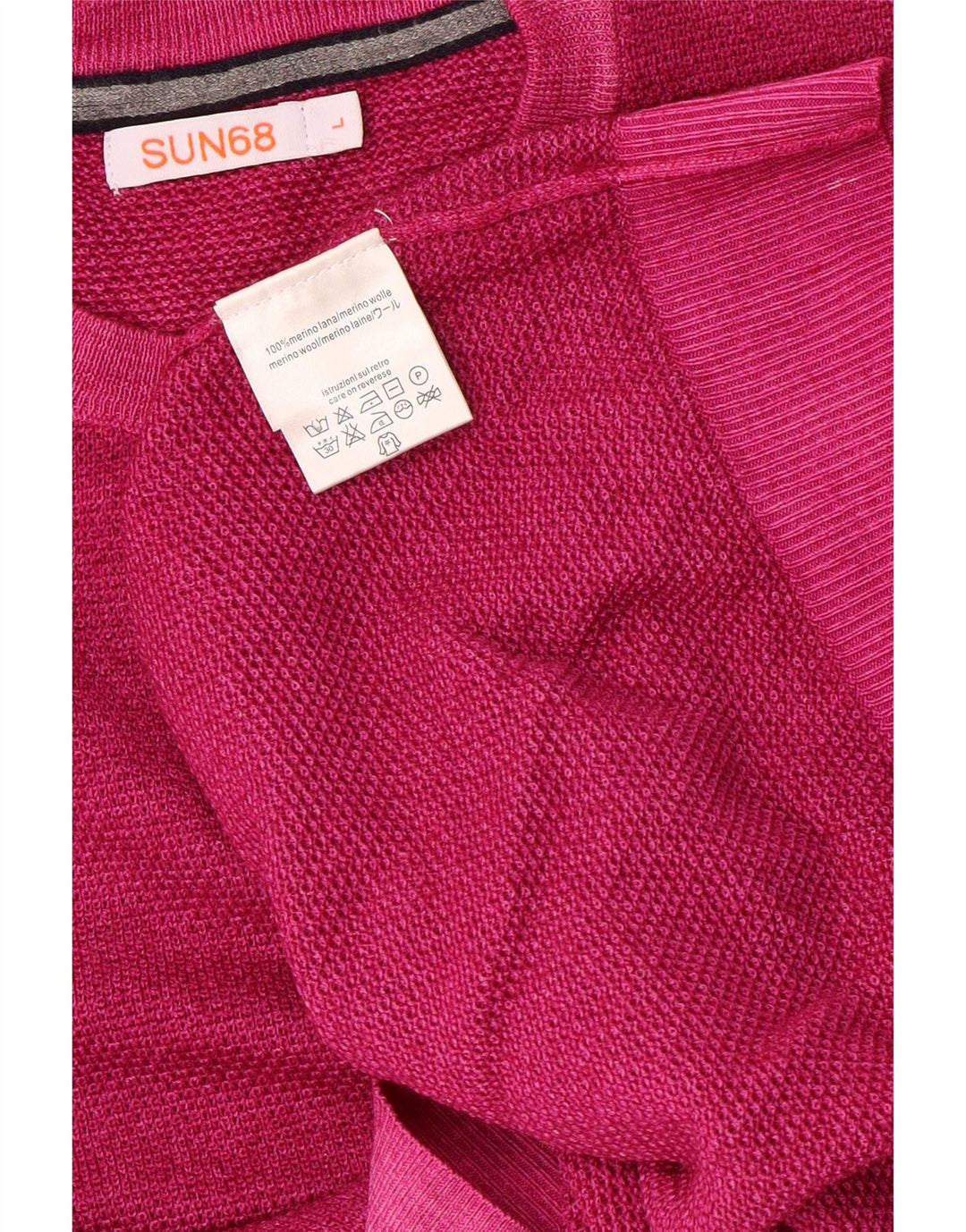 Sun68 Jersey De Cuello Redondo Para Hombre De Lana Rosa Grande