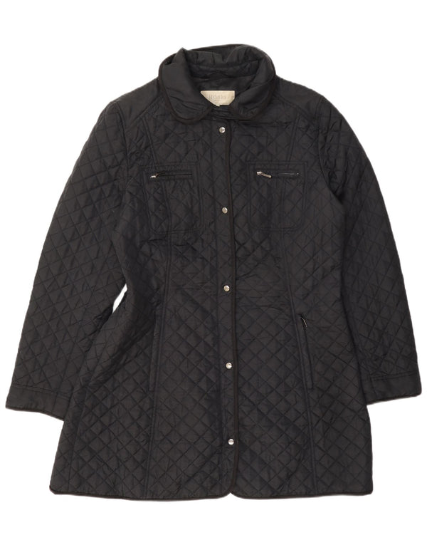 Hobbs Womens Quilted Overcoat UK 14 Medium Black Polyamide