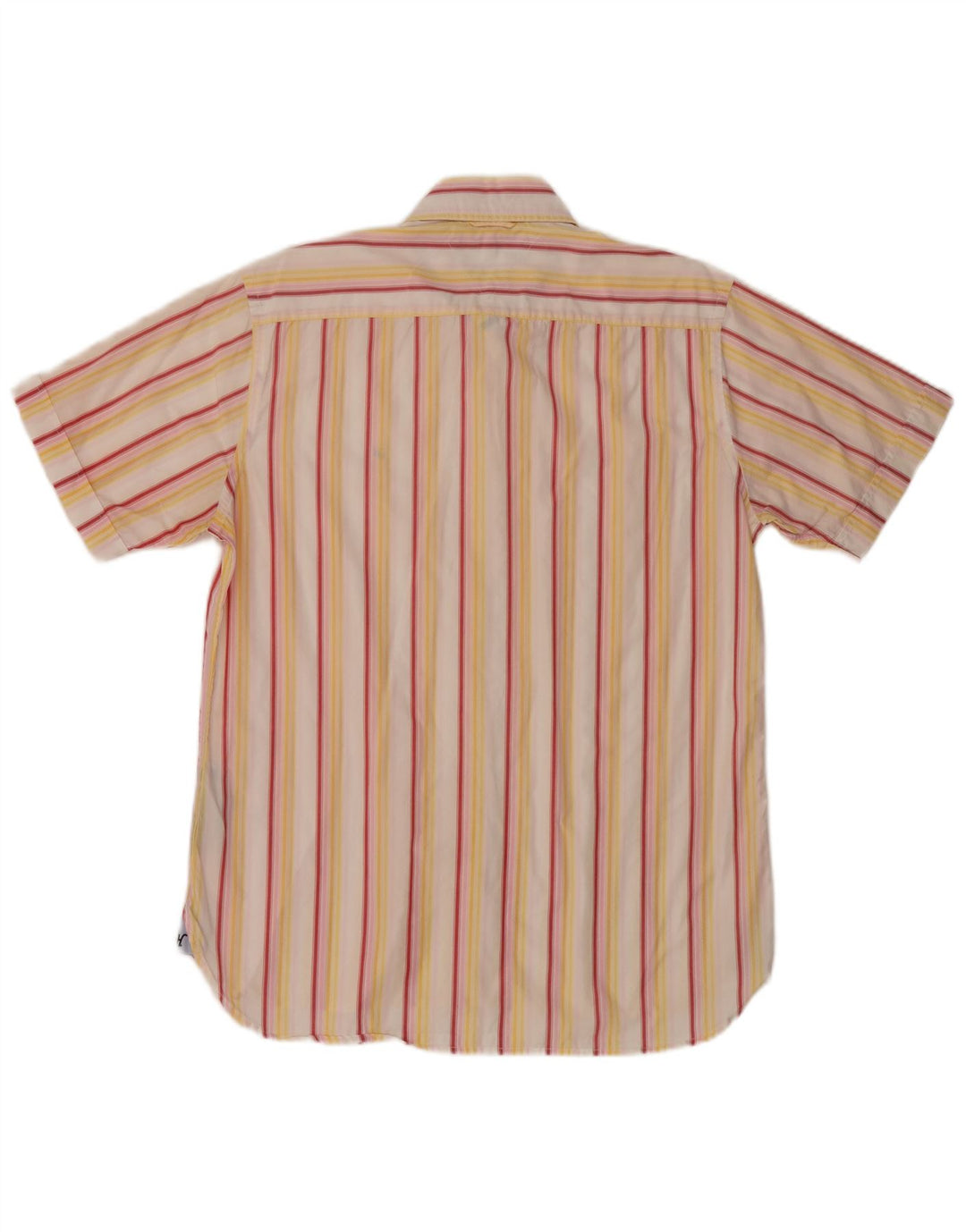 Camisa Tommy Hilfiger Hombre De Manga Corta De Algodón A Rayas Amarillo Medio