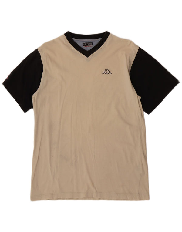 Kappa Hombre Camiseta Top Small Beige Colorblock Algodón
