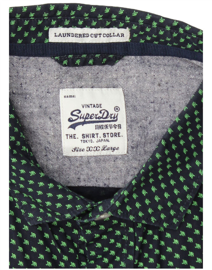 SUPERDRY Camisa gráfica para hombre 2XL Azul marino manchado