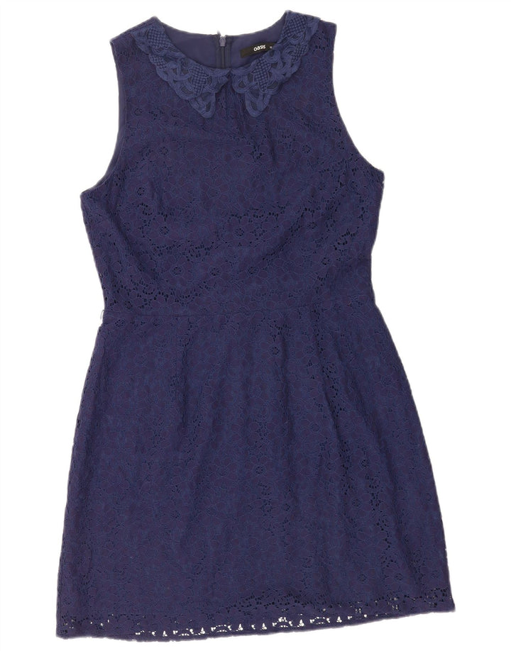 Oasis Vestido Acampanado Sin Mangas para Mujer UK 42 Medio Azul Marino Poliamida