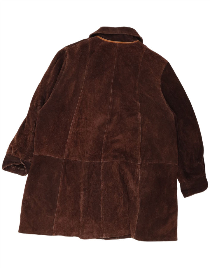 Vintage mujer oversize ante abrigo Reino Unido 20 2XL Marrón