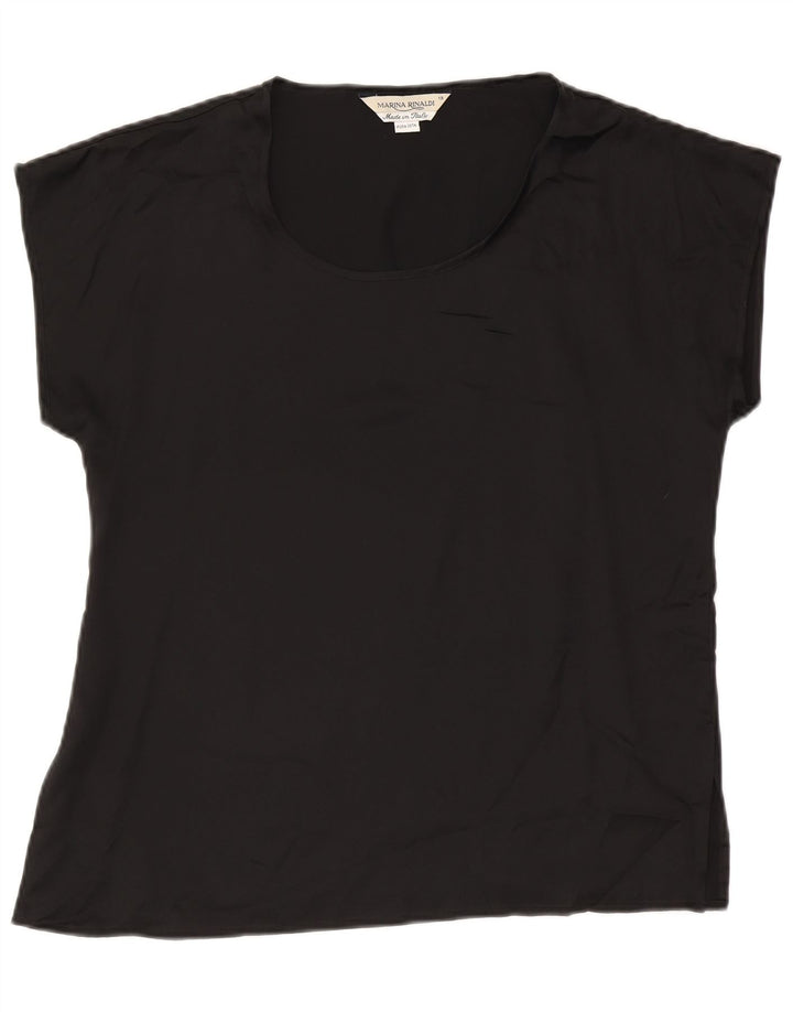 Marina Rinaldi Blusa extragrande para mujer Talla superior 19 Seda negra pequeña